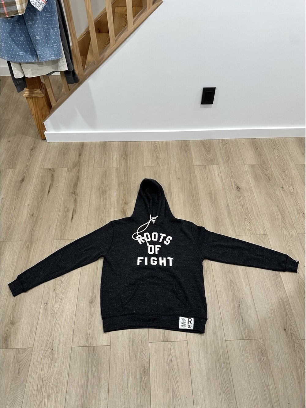 Roots Of Fight Triblend Fleece Black Heather Hoodie Size Large